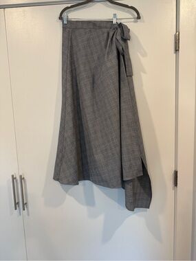 Plaid wrap midi skirt